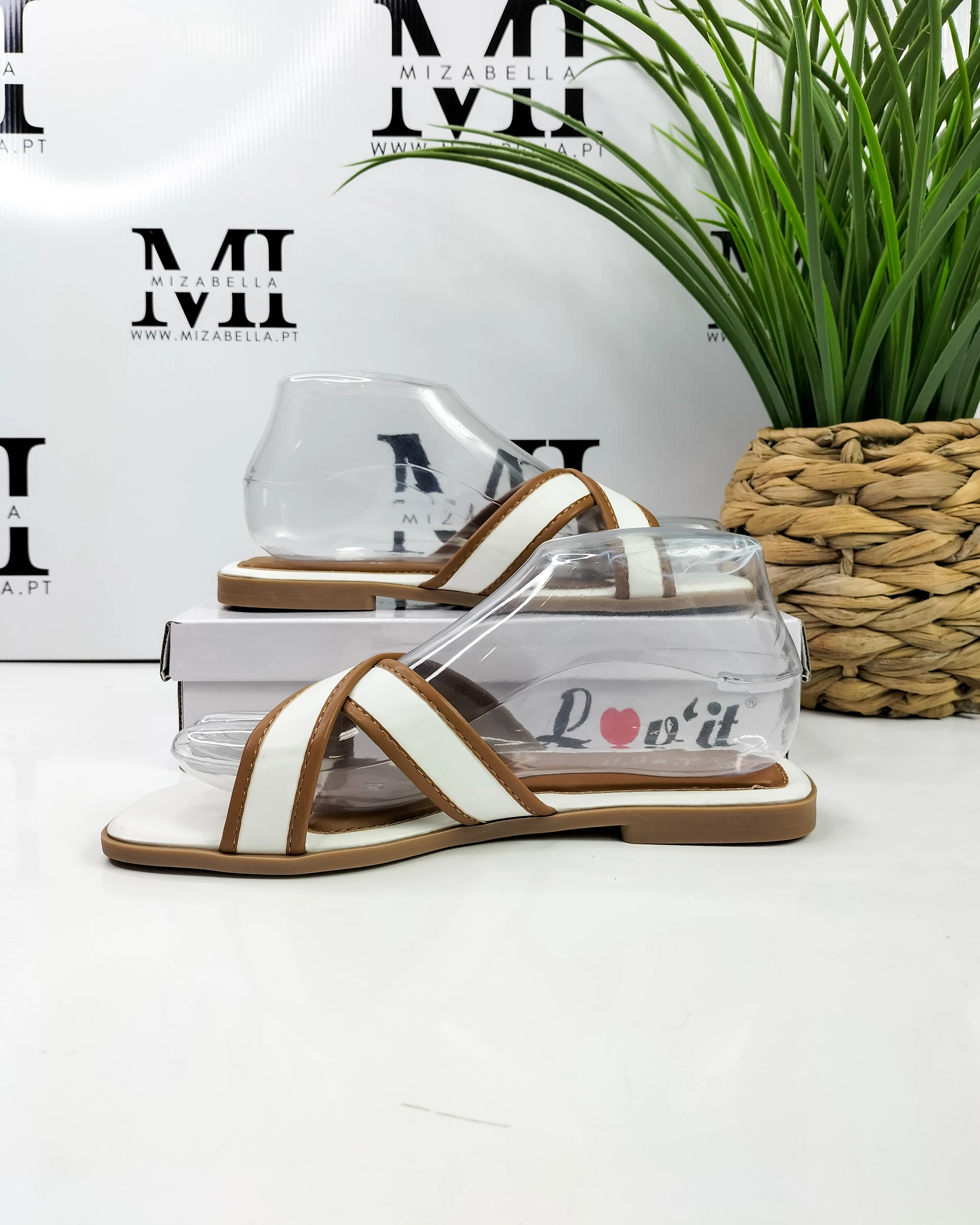 Chinelo branco e camel T.38 – photo 3